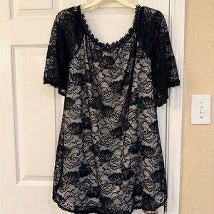 Miholl Black Lace Dress with White Lining